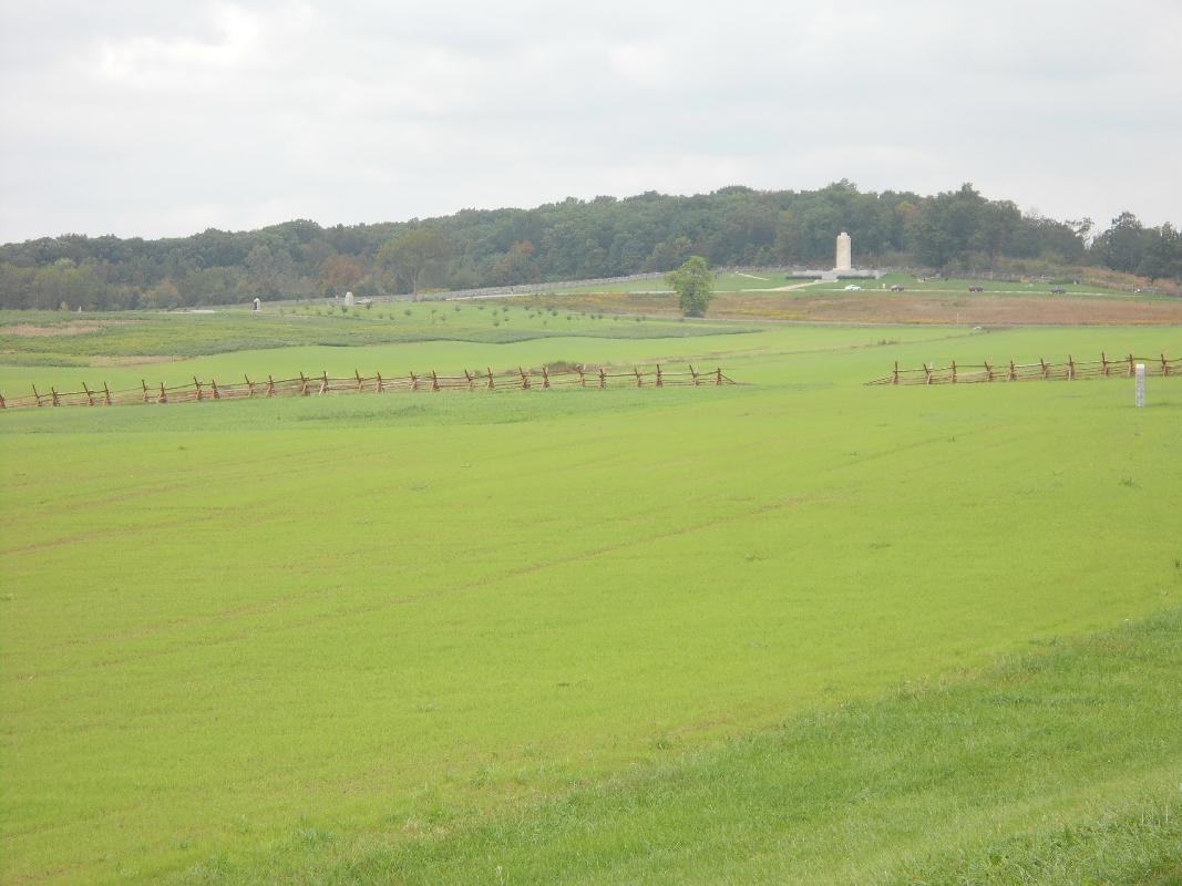 Looking down to area around McPherson Barn - 7,000 Confederates were gathered here